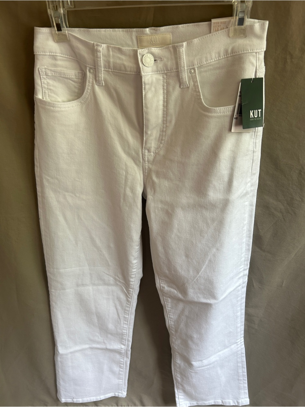 Kut from the Kloth Women's High Rise Avery White Straight-Leg Jean, Size 4